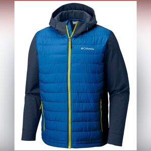 Columbia Men's Blue and Gray Hooded ThermaCoil Puffer Jacket, sz XXL